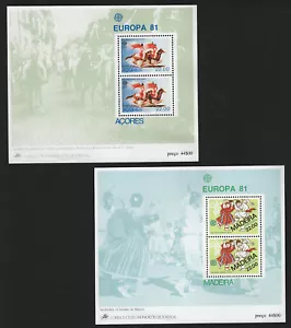 OPC X2 Portugal Europa 81 Hojas de Recuerdo Azores Madrid Estampillada sin montar o nunca montada 33547 - Imagen 1 de 1