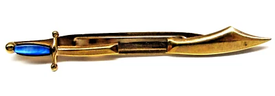 Clip de corbata de espada Swank mango azul dorado mediados de siglo para hombre de colección uso formal Foto 1 de 4