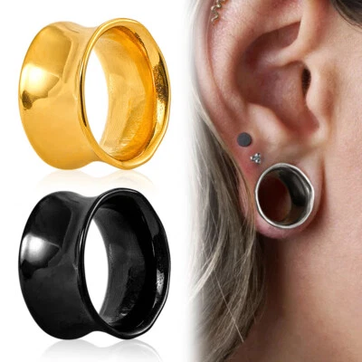 2 PIEZAS 316L Medidores de oído redondos irregulares de acero inoxidable Tapones Expansores Túneles de oído Foto 1 de 4