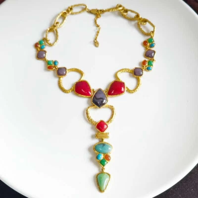 20» Zara богемное смолы воротник заявление ожерелье ретро женщин вечеринки отпуск ювелирных изделий - Изображение 1 из 4