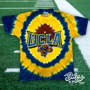 Vintage Liquid Blue UCLA BRUINS Tie Dye Graphic Shirt Medium Football NCAA 90s - Picture 1 of 4