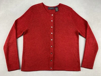 Cardigã feminino Laura Scott casual suéter botão para cima vermelho brilho pequeno grande - Imagem 1 de 4