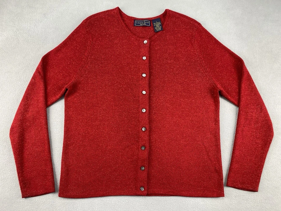 Suéter informal Laura Scott cárdigan con botones rojo brillante para mujer pequeño grande Foto 1 de 4