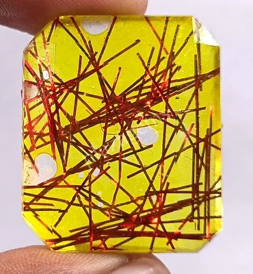 91-35 CT Emerald Cut Red Rutilated Quartz EGL Certified Loose Gemstone 5FRM - Image 1 of 4