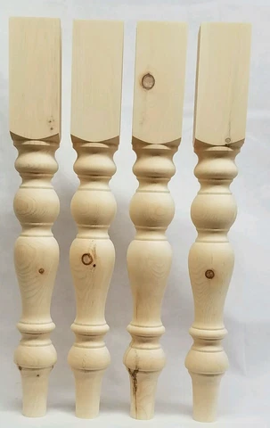 Knotty pine Wood Table island Legs Unfinished dining leg 29" X3 1/2 in  set of 4 Cover
