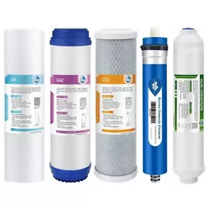5 Stufen 75GPD RO Membran Umkehrosmose System Kartusche Wasserfilter 5er-Pack - Bild 1 von 18