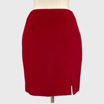 Hugo Buscati Womens Red Wool Straight Pencil Skirt Front Slit size 8 - Image 1 of 4