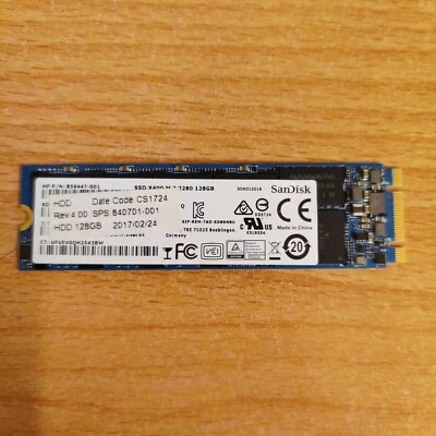 HP SanDisk X400 2280 SSD 128GB SATAIII M.2 Drive 856447-001 - Image 1 of 2