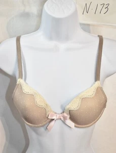 Sujetador Gap Body Talla 32A Beige Encaje Plunge Demi - Imagen 1 de 5