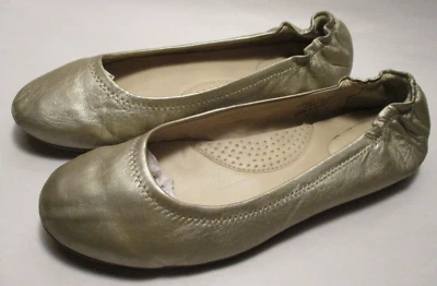 L.L.Bean Mujer 8M Cuero Dorado, Cojín Cómodo Scrunch Ballet Pisos, Brasil Foto 1 de 4