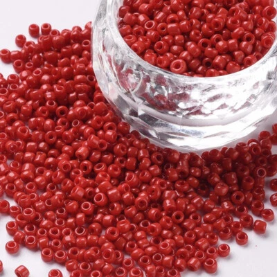 50g Crimson Red 2mm Glass Seed Beads - for Beading, Craft, Jewellery Making - Image 1 of 4