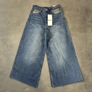 Almost Famous Jeans Women 5 Baggy Wide Leg Chaps Cutout Pockets Zip Fly Y2K NWT - Picture 1 of 13