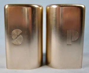 Aluminum Salt & Pepper Shakers Set Copper Color Etched Letters Vintage (O) - Picture 1 of 12