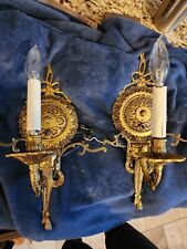 Pair of Vintage French Crystal Wall Sconces (No Pendants Included)