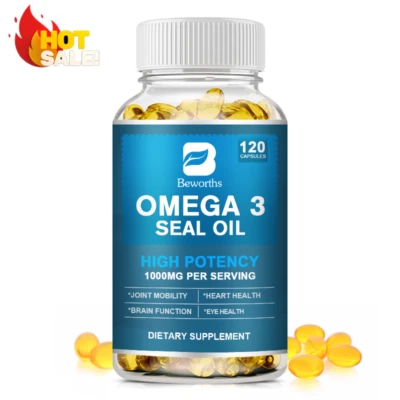 Cápsulas de aceite Omega 3 con EPA DPA DHA 1000 mg salud cerebral y cardíaca 120 piezas Foto 1 de 4