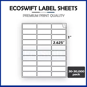 30-300,000 1 x 2 5/8 EcoSwift dirección láser envío etiqueta adhesiva 30 por hoja - Imagen 1 de 16