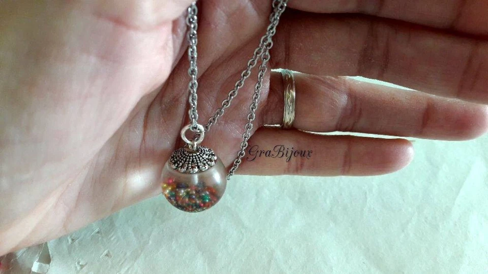 Collana resina ciondolo sfera multicolor - Immagine 1 di 1