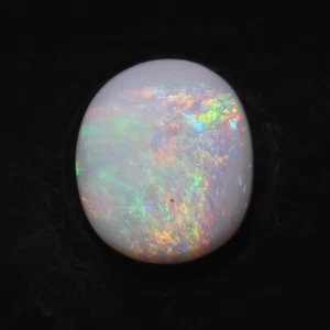 Natural White Opal Cabochon 4 Ct Oval Loose Gemstone, Multi-Color Fire Play, - Picture 1 of 6