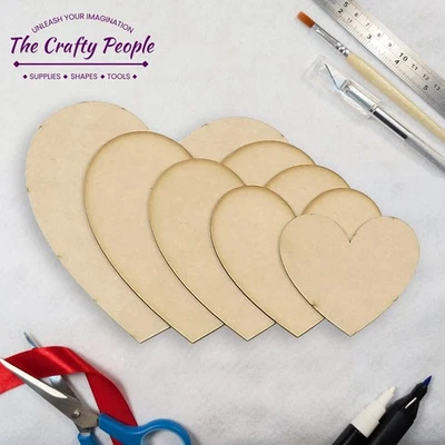 Craft Laser Cut Wooden MDF Hearts 2mm, 3mm, Embellishments, DIY, Decor, Projects - Image 1 of 3