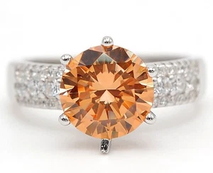 2 kt behandelter Padparadscha Saphir & Topas 925 Sterlingsilber Ring Größe 7 U3-8 - Bild 1 von 3