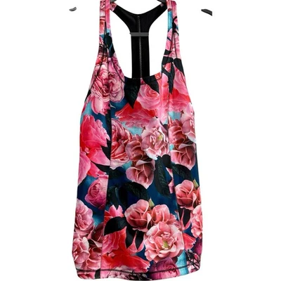 Camiseta sin mangas Lululemon floral aligerada jardín secreto rosa floral/negro S/M Foto 1 de 3