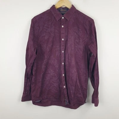 Camisa Ted Baker Para Hombre XL Talla 5 Roja Floral Algodón Abotonada Manga Larga Foto 1 de 4