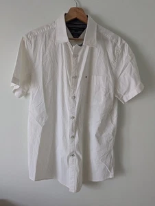 Tommy Hilfiger White Cotton Short Sleeve Shirt Large New York Fit - Picture 1 of 3