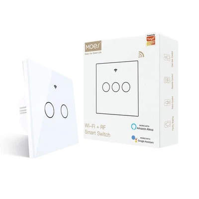 MOES WiFi RF433 Smart Light Switch, No Neutral Wire Needed, Single Live Wire NEW - Image 1 of 4