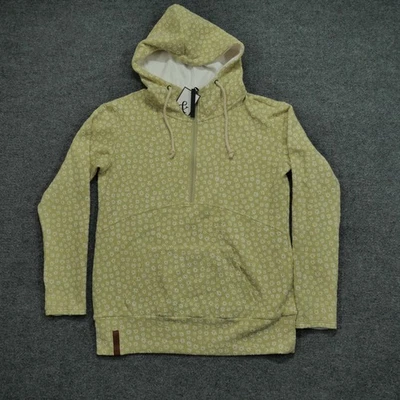 Ampersand Avenue Hoodie Womens Large Green Yellow Flowers Daisy Half Zip - Image 1 of 4