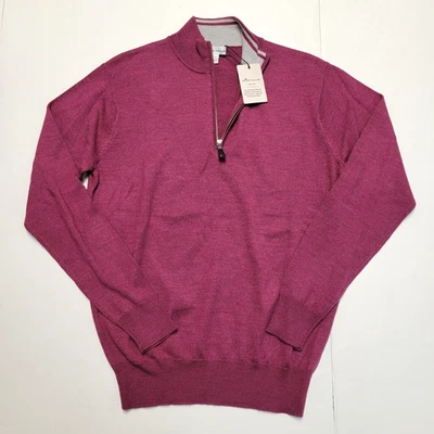 Novo $198 PETER MILLAR Quarto de Zíper Lã SEDA Suéter Masculino Pequeno P Roxo - Imagem 1 de 4