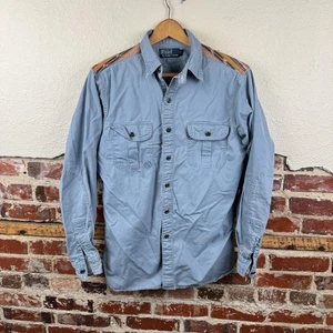 Camisa Polo Ralph Lauren Para Hombres Mediana Cambray Azteca Occidental Retazos Manga Larga - Imagen 1 de 12