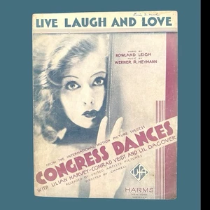 Live Laugh and Love 1932 Sheet Music Congress Dances Lillian Harvey Film VTG - Picture 1 of 4