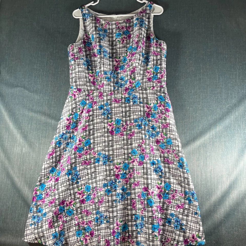 Kasper Women's Dress Size 12 White Black Blue Pink Floral Sleeveless Spring - Image 1 of 4
