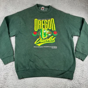 Vintage University Of Oregon Ducks Sweatshirt 1995 Rose Bowl XL Green Fruit Loom - Picture 1 of 8