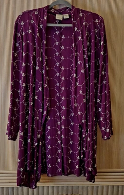 Roaman's Women's Overblouse Size 16W Purple Long Embroidered Flattering Floral - Image 1 of 4