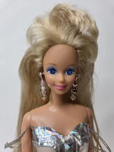 Sparkle Blue Eyes Barbie Silver Dress Jewelry Vintage Mattel 1991 Bead Eyes - Picture 1 of 11