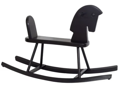 Cheval à bascule bois hêtre NOIR – jouet enfant - Photo 1/4