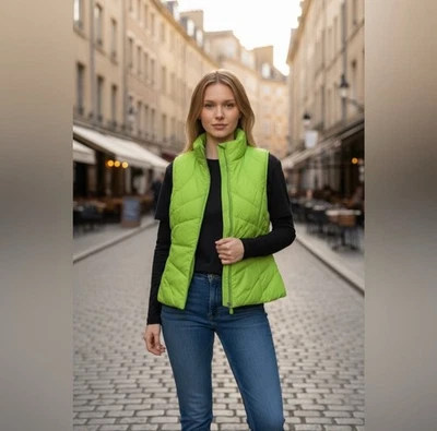 Kenneth Cole Reaction Lime Green Sleeveless Puffer Vest Size Small 🔥 - Image 1 of 4