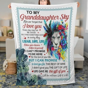 An meine Enkelin Fleecedecke mit Löwenfeder Kunst und liebevoller Botschaft - Bild 1 von 4