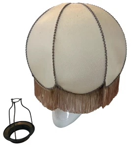 Vintage, Fringe, Scallop, Lampshade, Possibly Rawhide, Large - Picture 1 of 13