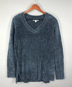 Orvis Pullover Damen mittelblau Pulli V-Ausschnitt Chenille weich Boho kuschelig Freizeit - Bild 1 von 12