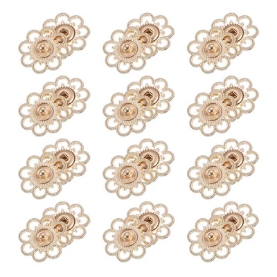 20 Sets Hohle Blumen-Druckknöpfe, 25mm Druckknöpfe Metall-Druckknöpfe, Gold - Bild 1 von 4