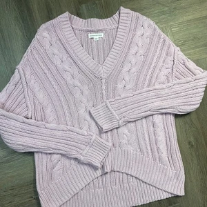 Aeropostale Pullover Damen Lavendel Medium Zopfmuster V-Ausschnitt Pulli Classic - Bild 1 von 6