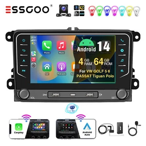 Für VW Golf 5 6 Polo Passat Autoradio Android 14 4+64G Carplay GPS DAB+ MIC Cam - Bild 1 von 17