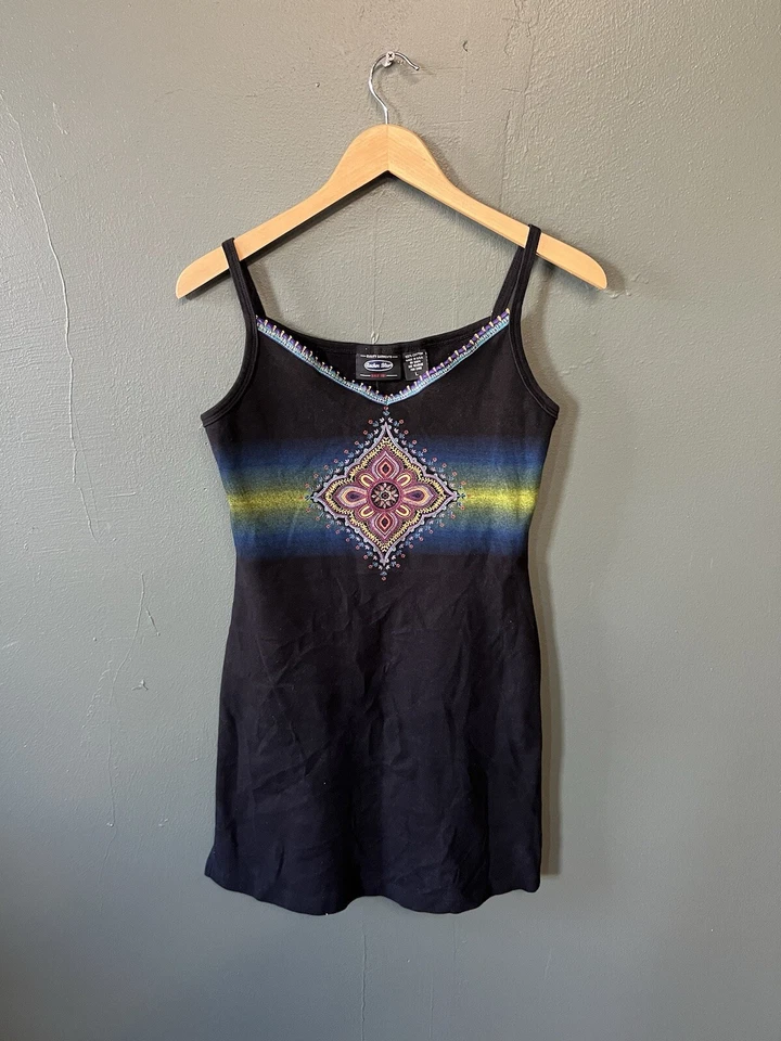 Y2K Anchor Blue Womens Black Sleeveless Tank Top Size Large - Image 1 of 3