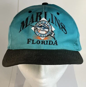 Vintage Florida Marlins Snapback Hat Cap New Era MLB Pro Model 1990’s Teal - Picture 1 of 9