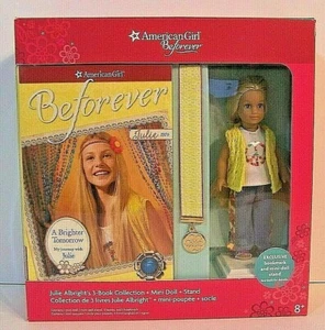 American Girl JULIE Mini Doll & Stand & 3 Book Set Beforever New In Box - Picture 1 of 5