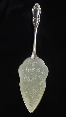 Christmas Silver Plate Cake Pie Server Happy Holidays  Embossed  Table Vintage - Image 1 of 4