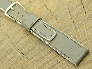 Wyler Vintage Pre-Owned Watch Band Gray/White Leather w Silver Tone Buckle 16mm - Picture 1 of 4