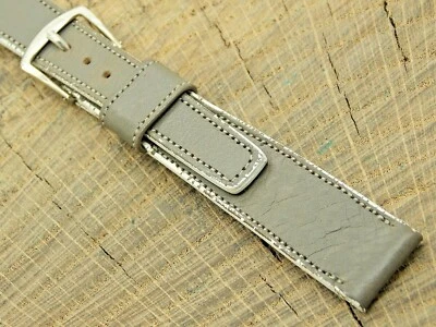 Correa de reloj Wyler vintage usada cuero gris/blanco con hebilla tono plata 16 mm Foto 1 de 4